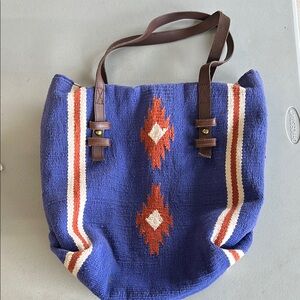 Blue and Orange Aztec Patterned Tote Bag